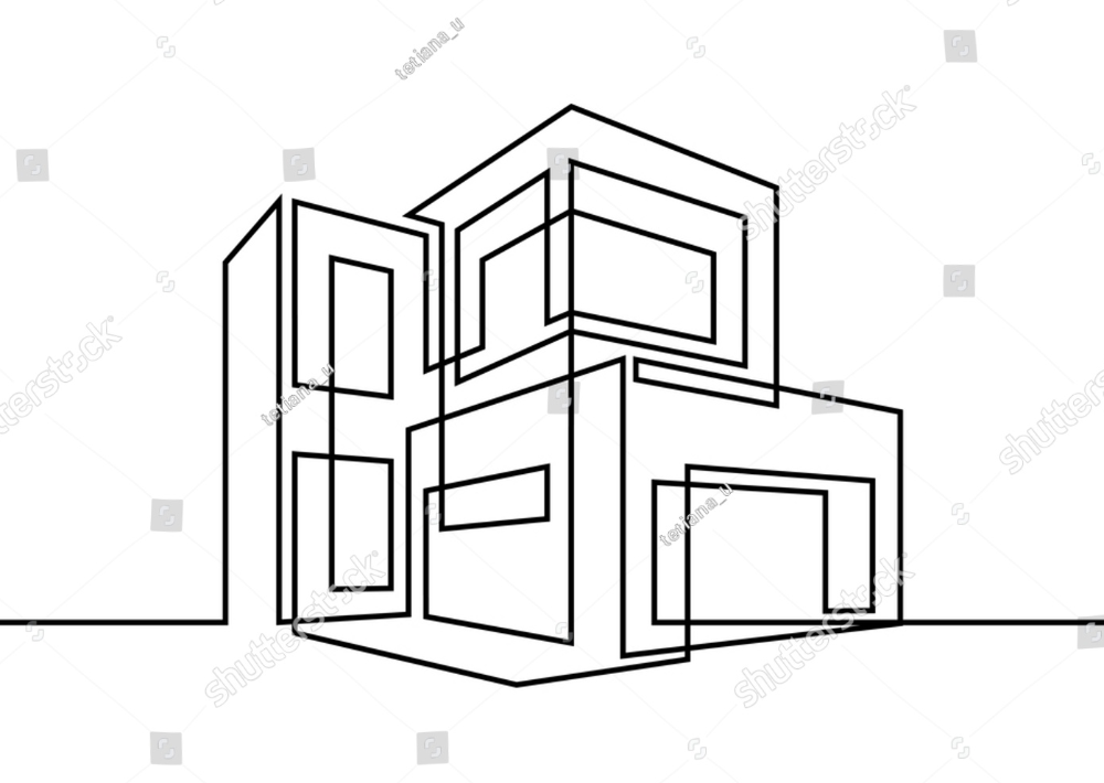 line drawing of a commercial building