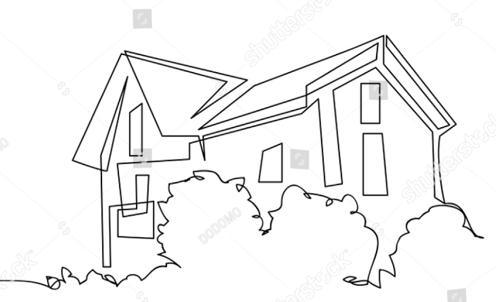 Line drawing of a house